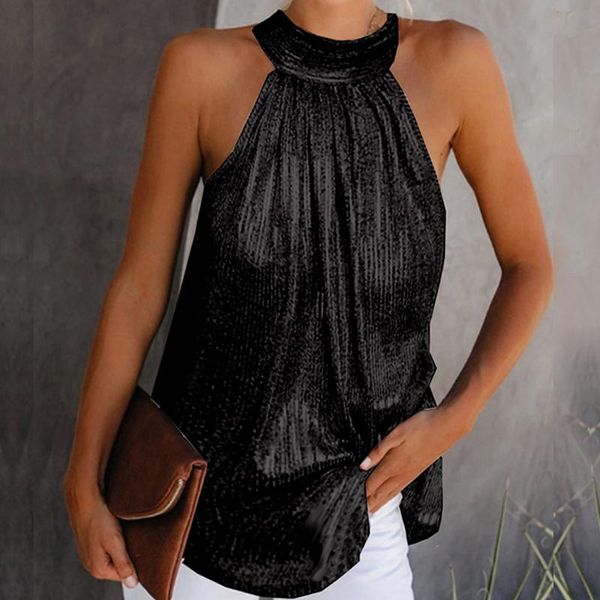 women's t-shirt womens fashion shiny halter neck tank vest ladies summer casual solid color sleeveless t shirt blouse black gold silve, White
women's t-shirt womens fashion shiny halter neck tank vest ladies summer casual solid color sleeveless t shirt blouse black gold silve, White