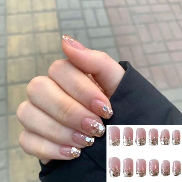 false nails 24pcs/box champagne glitter round head wearable fake full cover nail tips press on manicure tool, Red;gold
false nails 24pcs/box champagne glitter round head wearable fake full cover nail tips press on manicure tool, Red;gold