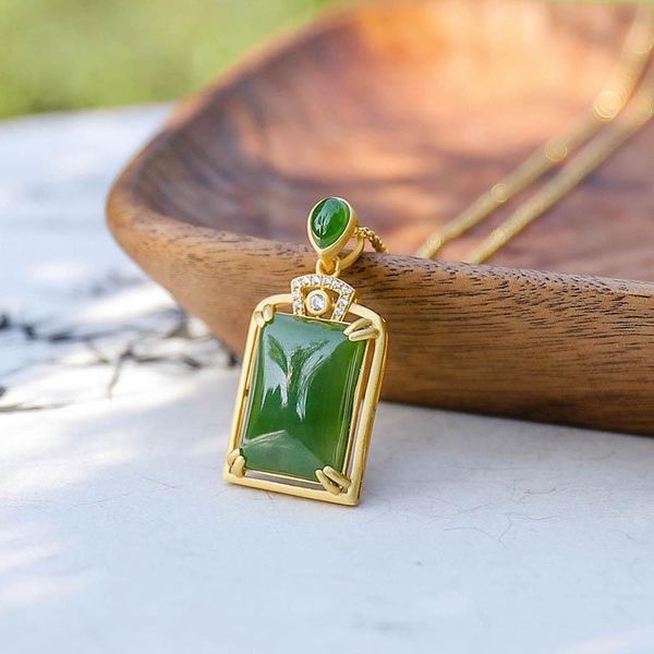 chains natural hetian jade green rectangle diamond necklace pendant retro simple ladies jewelry party wedding banquet accessories, Silver
chains natural hetian jade green rectangle diamond necklace pendant retro simple ladies jewelry party wedding banquet accessories, Silver