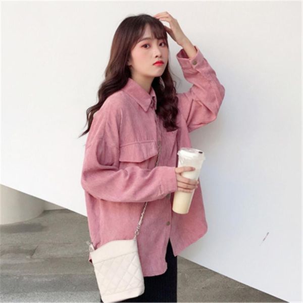 women's blouses & shirts 2021 fashion woman corduroy jacket solid shirt single breasted turn down collar long sleeve pocket button femi, White
women's blouses & shirts 2021 fashion woman corduroy jacket solid shirt single breasted turn down collar long sleeve pocket button femi, White