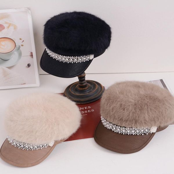 stingy brim hats 202110-2508677 warm rhinestone pearl chain pu lady octagonal hat women visors cap, Blue;gray
stingy brim hats 202110-2508677 warm rhinestone pearl chain pu lady octagonal hat women visors cap, Blue;gray