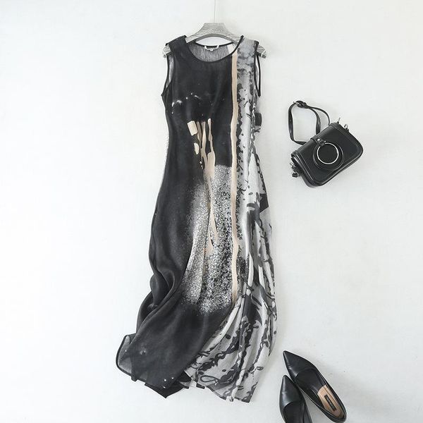 casual dresses high end fashion women's china wind silk print sleeve less long dress l8070, Black;gray
casual dresses high end fashion women's china wind silk print sleeve less long dress l8070, Black;gray