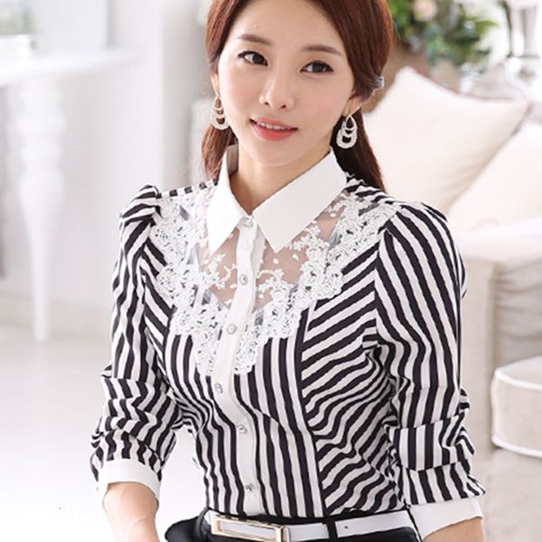 2021 spring autumn new women lace spliced embroidery ol blouses feminine slim casual shirt fashion stripe plus size vmwa, White
2021 spring autumn new women lace spliced embroidery ol blouses feminine slim casual shirt fashion stripe plus size vmwa, White