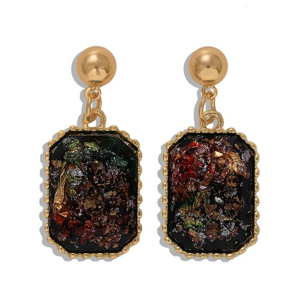 rectangular plate printed small women's new court style earrings, Silver 
rectangular plate printed small women's new court style earrings, Silver