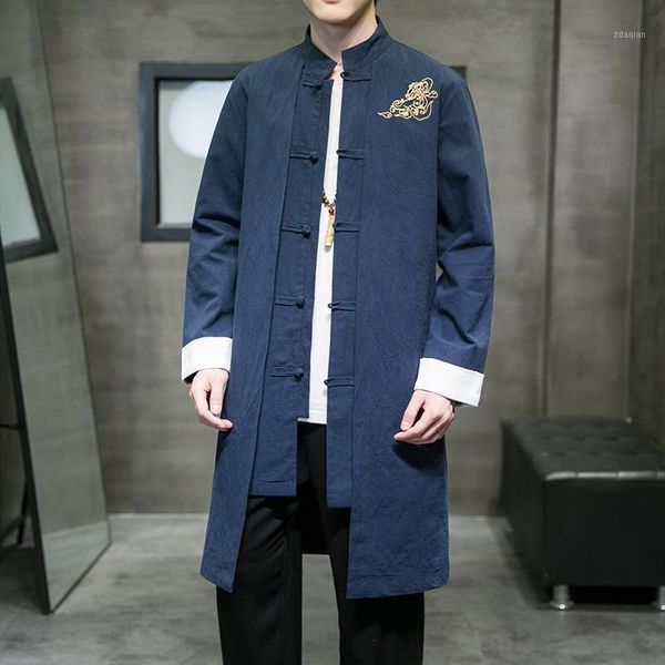 men's trench coats fashion men chinese style linen embroidery dragon kimono jacket long coat, Tan;black
men's trench coats fashion men chinese style linen embroidery dragon kimono jacket long coat, Tan;black