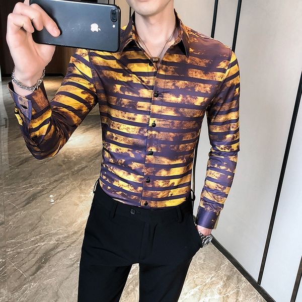 men's striped shirts 2021 new casual long sleeve formal streetwear social floral party shirt for hombre mcj2, White;black
men's striped shirts 2021 new casual long sleeve formal streetwear social floral party shirt for hombre mcj2, White;black