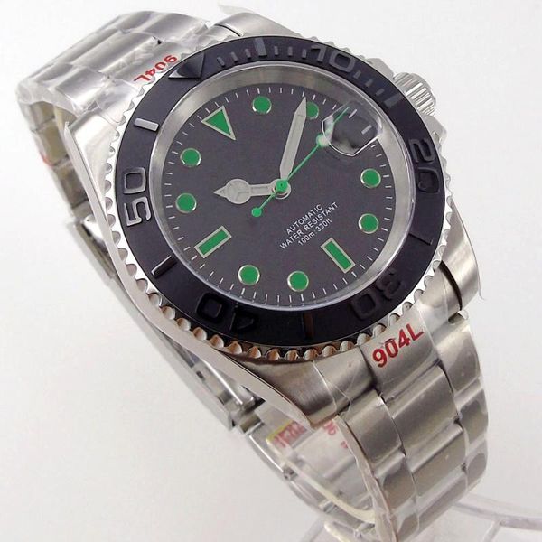 wristwatches 40mm automatic men watch green index brushed oyster band glide lock black insert nh35a miyota8215, Slivery;brown
wristwatches 40mm automatic men watch green index brushed oyster band glide lock black insert nh35a miyota8215, Slivery;brown
