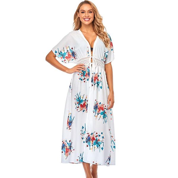 women's swimwear 2021 cover-ups bohemian printed long kimono cardigan open front women plus size beach wear swim suit cover up, White;black
women's swimwear 2021 cover-ups bohemian printed long kimono cardigan open front women plus size beach wear swim suit cover up, White;black