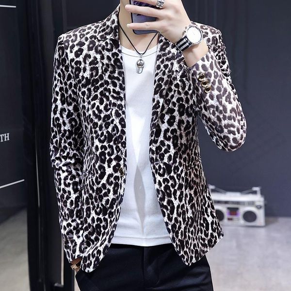 men's suits & blazers trend fshion male blazer autumn season print casual fashion jacket leopard men designer clothes personality coats, White;black
men's suits & blazers trend fshion male blazer autumn season print casual fashion jacket leopard men designer clothes personality coats, White;black