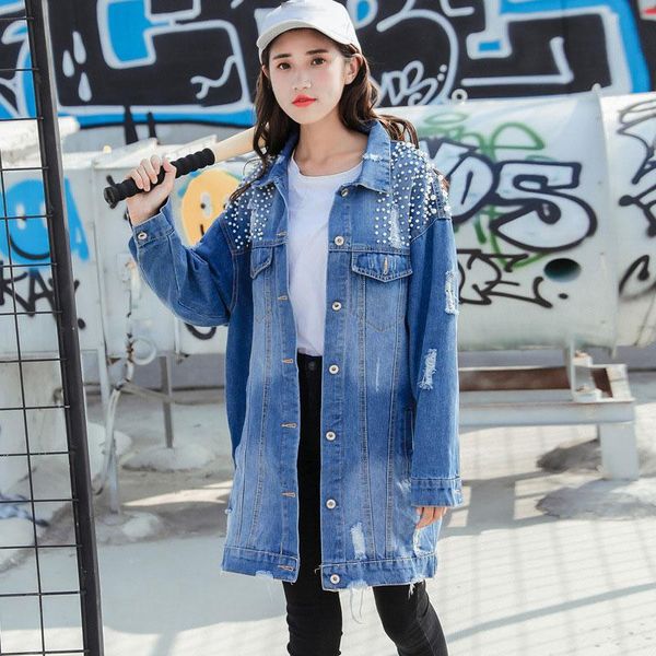 women's jackets fashion loose beading hole washed long denim jeans jacket women chaqueta mujer streetwear autumn coat female embellishe, Black;brown
women's jackets fashion loose beading hole washed long denim jeans jacket women chaqueta mujer streetwear autumn coat female embellishe, Black;brown