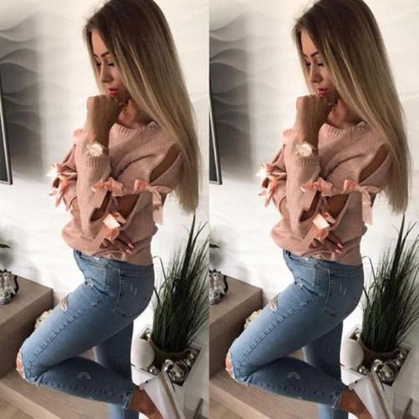 hollow out long sleeve knitting sweater women bow loose o-neck knitwear jumper pull femme winter warm pullover, White;black
hollow out long sleeve knitting sweater women bow loose o-neck knitwear jumper pull femme winter warm pullover, White;black