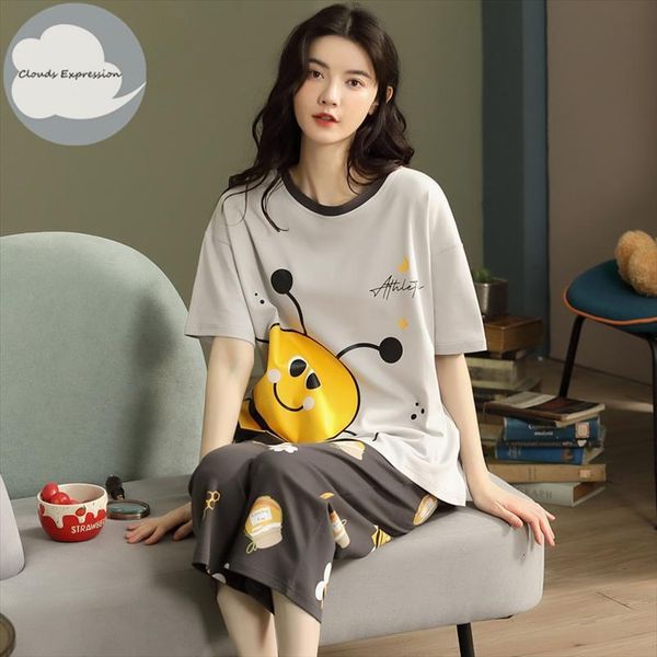 summer knitted cotton cartoon pajamas women sleepwear sets pyjamas nightwear pijama mujer plus size calf length pants homewear, Black;red
summer knitted cotton cartoon pajamas women sleepwear sets pyjamas nightwear pijama mujer plus size calf length pants homewear, Black;red