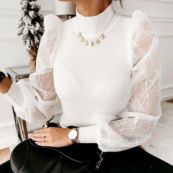 2021 new sweet women sheer female fashion casual mesh puff sleeve blouse elegant slim club autumn clothes, White
2021 new sweet women sheer female fashion casual mesh puff sleeve blouse elegant slim club autumn clothes, White