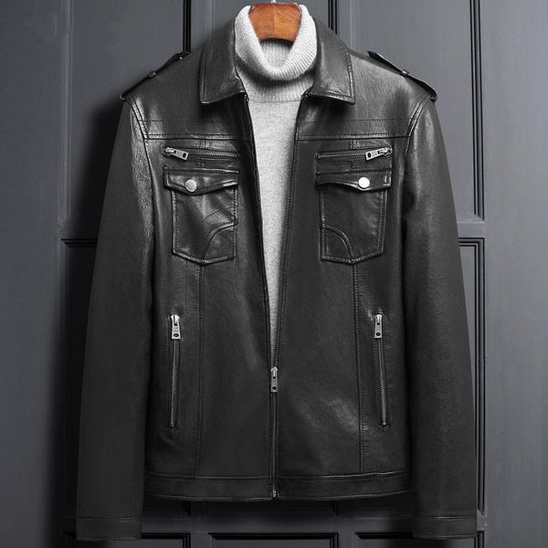 men's leather & faux genuine jacket spring autumn men sheepskin coat clothes 2021 streetwear bomber jackets erkek mont lsy1023, Black
men's leather & faux genuine jacket spring autumn men sheepskin coat clothes 2021 streetwear bomber jackets erkek mont lsy1023, Black