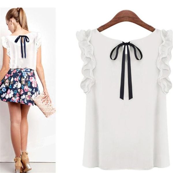 summer 2021 chiffon shirt women's elegant bow tie blouse casual o-neck butterfly sleeveless white women blouse roupas
summer 2021 chiffon shirt women's elegant bow tie blouse casual o-neck butterfly sleeveless white women blouse roupas