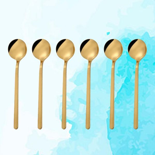 spoons 6 pcs 13cm stainless steel round spoon mini long handle teaspoons coffee stirring for sugar dessert (short, golden)
spoons 6 pcs 13cm stainless steel round spoon mini long handle teaspoons coffee stirring for sugar dessert (short, golden)