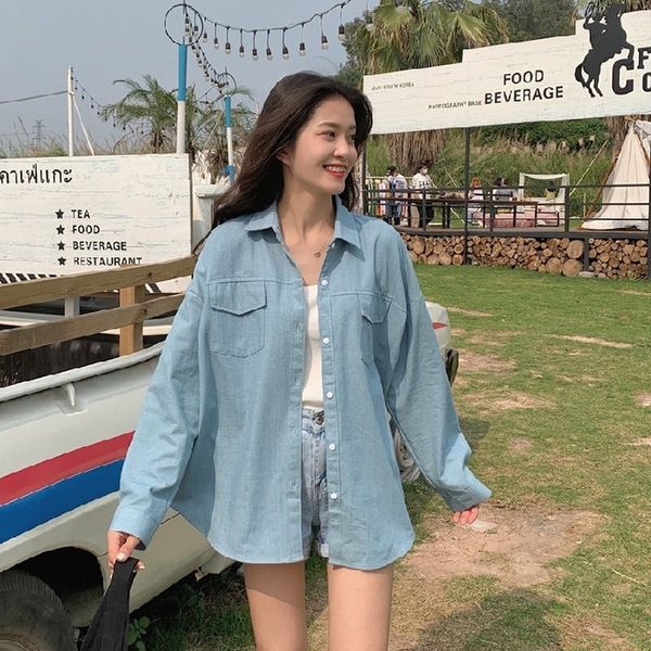 2021 new women's long sleeve denim shirt, spring summer series, uniform color, mix and match, soft, medium, long, loose neckline, high, White
2021 new women's long sleeve denim shirt, spring summer series, uniform color, mix and match, soft, medium, long, loose neckline, high, White