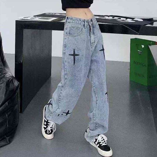 streetwear cross embroidery high waist women jeans y2k straight baggy pants korean fashion versatile casual denim trousers, Blue
streetwear cross embroidery high waist women jeans y2k straight baggy pants korean fashion versatile casual denim trousers, Blue