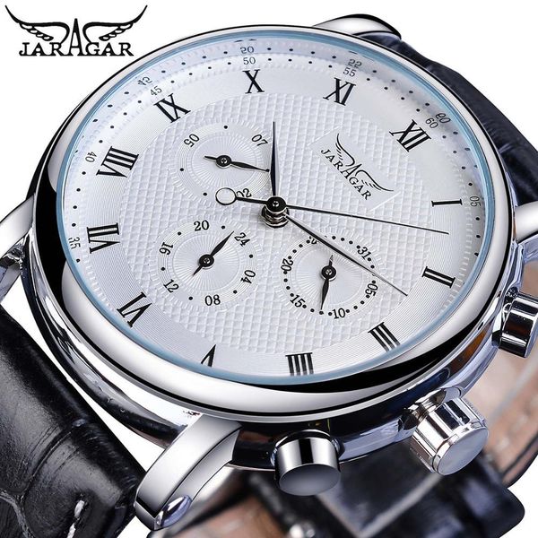 jaragar brand white men mechanical watch minimalism dial date business sports male genuine leather wrist automatic clock relogio, Silver
jaragar brand white men mechanical watch minimalism dial date business sports male genuine leather wrist automatic clock relogio, Silver