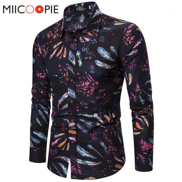 mens printed long sleeve casual shirt fashion feather print linen camisa floral masculina slim turn-down collar gothic dress men1, White;black
mens printed long sleeve casual shirt fashion feather print linen camisa floral masculina slim turn-down collar gothic dress men1, White;black