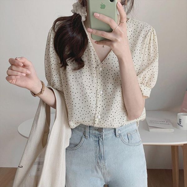 polka dot chiffon v neck women shirts clothes summer short sleeve shirt blouses chemisier femme, White
polka dot chiffon v neck women shirts clothes summer short sleeve shirt blouses chemisier femme, White
