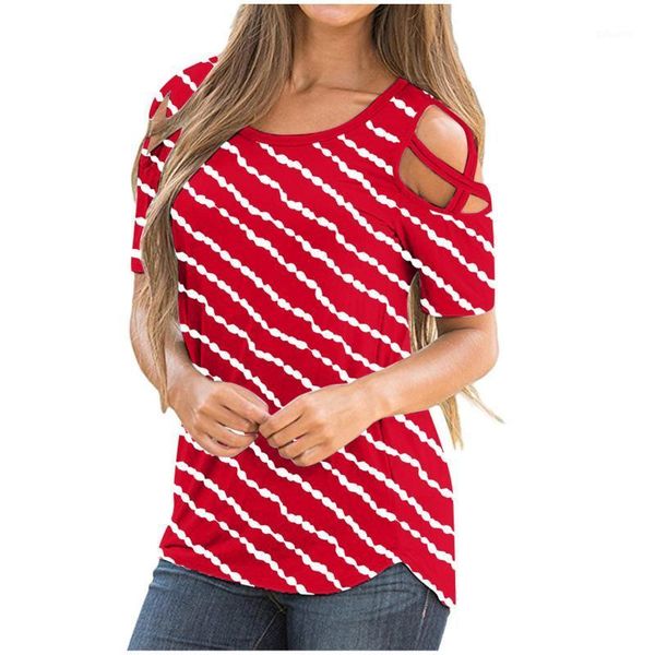 women's t-shirt t shirt 2021 women stripe print summer short sleeve strappy cold shoulder oversized oversize, White
women's t-shirt t shirt 2021 women stripe print summer short sleeve strappy cold shoulder oversized oversize, White