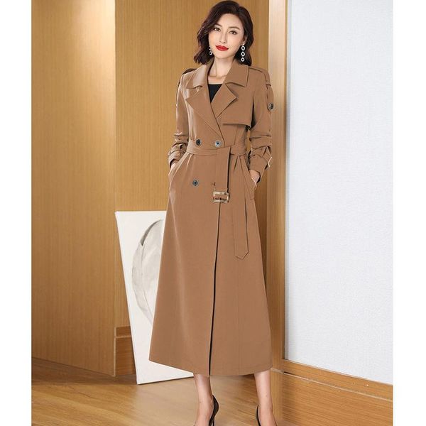 women's trench coats long 2021 autumn winter lapel double breasted slim windbreaker england professional ladies coat, Tan;black
women's trench coats long 2021 autumn winter lapel double breasted slim windbreaker england professional ladies coat, Tan;black