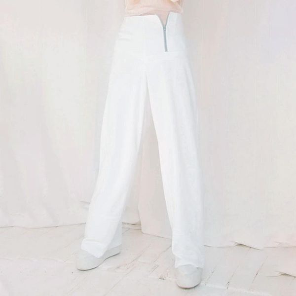 women's pants & capris fashion streetwear wide leg women high waist trousers sides zipper office ladies elegant white loose fit, Black;white
women's pants & capris fashion streetwear wide leg women high waist trousers sides zipper office ladies elegant white loose fit, Black;white