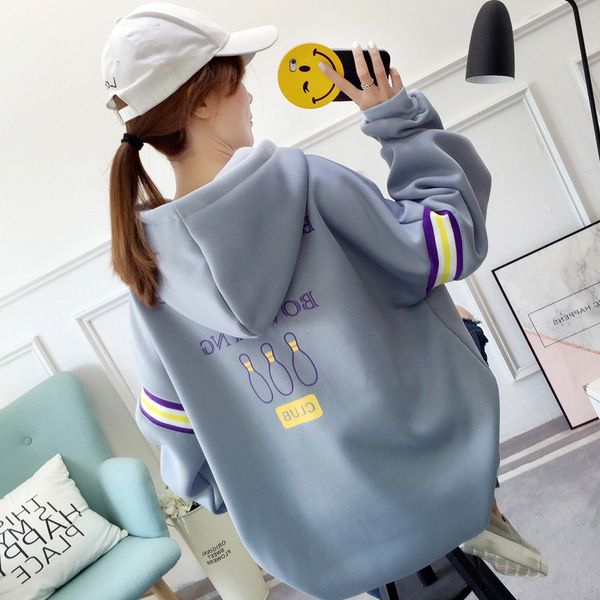 non pilling plush thickened autumn and winter sweater women's loose student korean trendy hoodie medium long warm jacket, Blue;black
non pilling plush thickened autumn and winter sweater women's loose student korean trendy hoodie medium long warm jacket, Blue;black