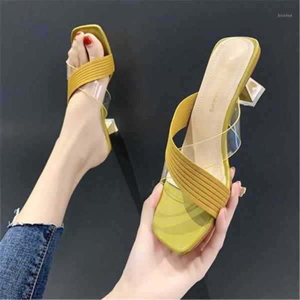 slippers 2021 summer high-heeled women's fashion square head transparent knitting cross strap thin heel sandals white yellow1, Black
slippers 2021 summer high-heeled women's fashion square head transparent knitting cross strap thin heel sandals white yellow1, Black