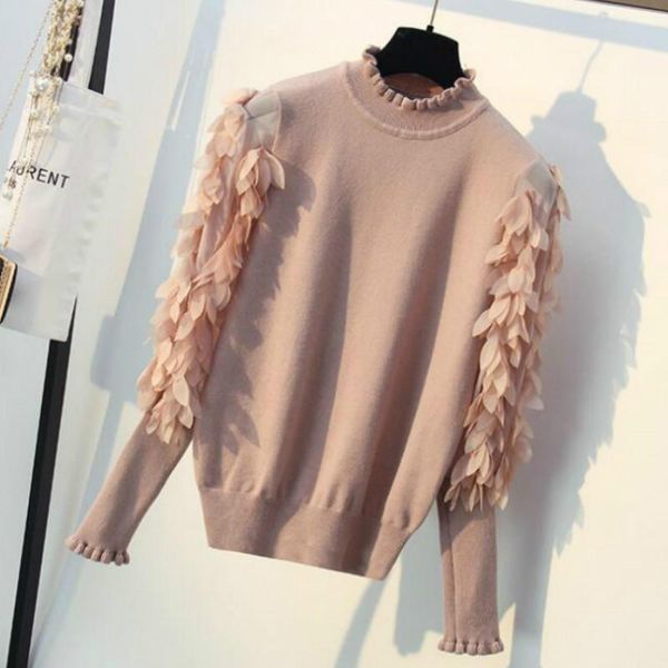 women's sweaters women mesh spliced knitted pullovers loose jumpers 3d petals sleeves flowers sweater decor stand ruffles collar crop, White;black
women's sweaters women mesh spliced knitted pullovers loose jumpers 3d petals sleeves flowers sweater decor stand ruffles collar crop, White;black