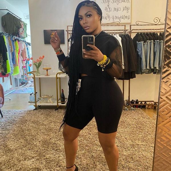 women's tracksuits tnnaoff mesh sheer patchwork two piece set for women lantern sleeve t shirt summer biker shorts lounge wear matching, Gray
women's tracksuits tnnaoff mesh sheer patchwork two piece set for women lantern sleeve t shirt summer biker shorts lounge wear matching, Gray