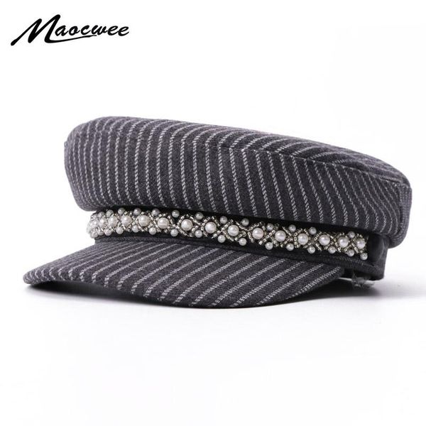 berets fashion military hat for women autumn spring pearl sailor hats men outdoor solid female travel cadet captain cap, Blue;gray
berets fashion military hat for women autumn spring pearl sailor hats men outdoor solid female travel cadet captain cap, Blue;gray