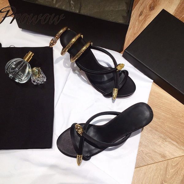 prowow spring summer real leather metal snake vacation slippers high heel mules sliders shoes women party, Black
prowow spring summer real leather metal snake vacation slippers high heel mules sliders shoes women party, Black