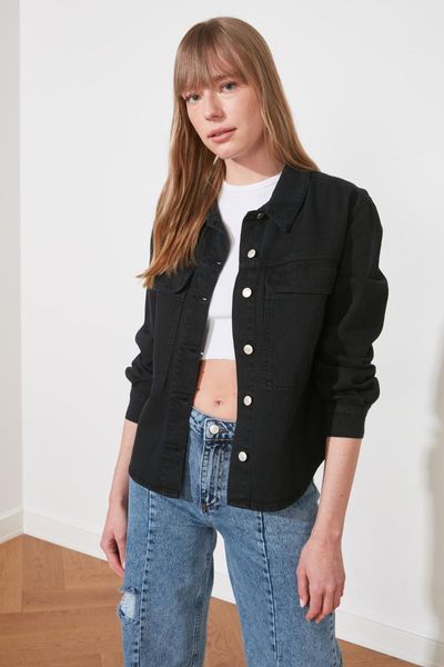 women's jackets trendyol pockets denim jacket twoss21ce0354, Black;brown 
women's jackets trendyol pockets denim jacket twoss21ce0354, Black;brown