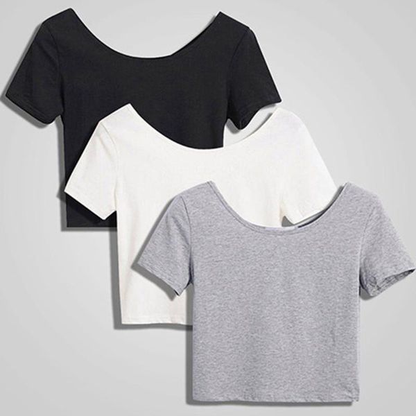 women's t-shirt 1pc short navel ladies sleeve o neck crop women basic simple all-match solid color stretch t-shirts, White
women's t-shirt 1pc short navel ladies sleeve o neck crop women basic simple all-match solid color stretch t-shirts, White