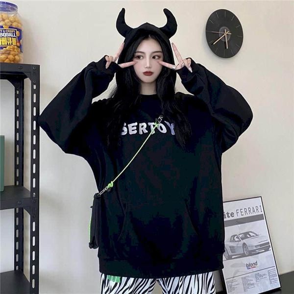 female hoodies fall korean winter harajuku bf japanese style comics print loose student with hoodie plus velvet sweater p2ji, Black
female hoodies fall korean winter harajuku bf japanese style comics print loose student with hoodie plus velvet sweater p2ji, Black