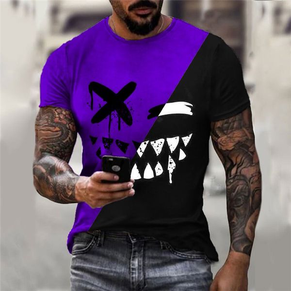 Colorblock smiley face pattern men's 3D T-shirt graphic optical illusion short-sleeved party top street punk goth round neck summer, White;black
Colorblock smiley face pattern men's 3D T-shirt graphic optical illusion short-sleeved party top street punk goth round neck summer, White;black