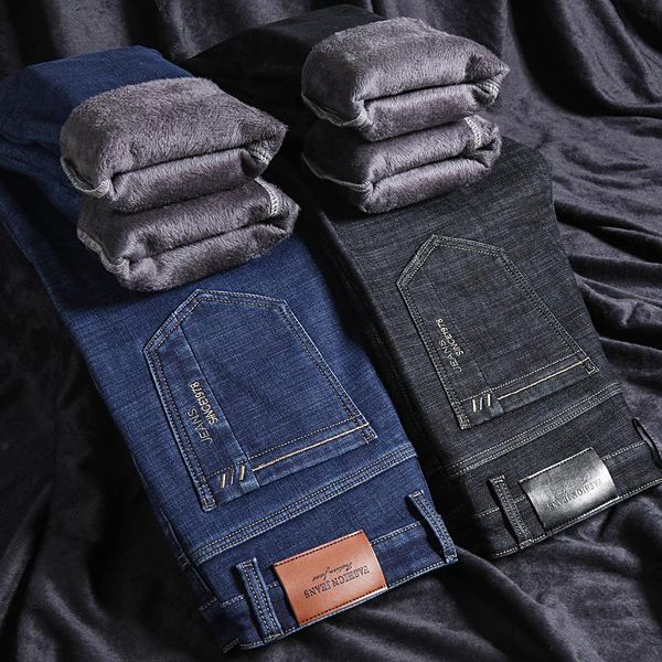 men's jeans brand classic winter 2021 business casual black blue elastic slim jean fit warm denim trousers male
men's jeans brand classic winter 2021 business casual black blue elastic slim jean fit warm denim trousers male