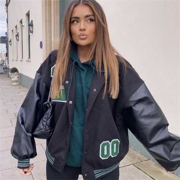 women's coats and jackets high street hip hop baseball uniform harajuku street casual coat y2k loose stitching jacket women 220118, Black;brown
women's coats and jackets high street hip hop baseball uniform harajuku street casual coat y2k loose stitching jacket women 220118, Black;brown