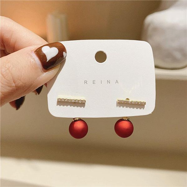 stud simple red pearl earrings for women statement jewelry ol fashion korean earings female ear accessories brincos, Golden;silver 
stud simple red pearl earrings for women statement jewelry ol fashion korean earings female ear accessories brincos, Golden;silver