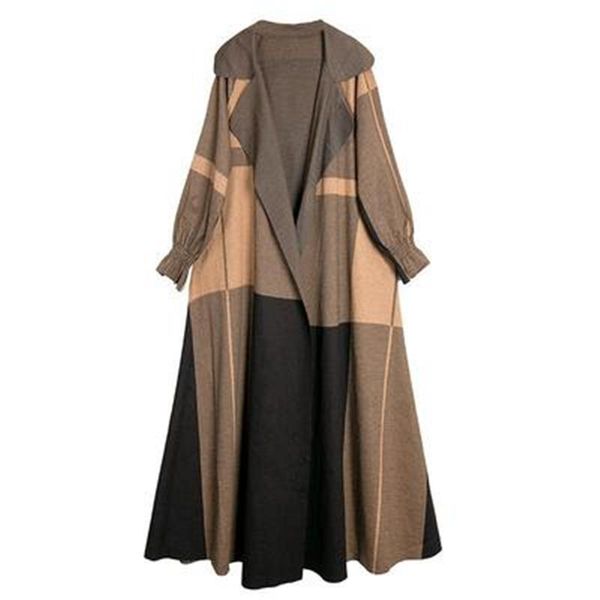 women's trench coats 2021 arrivals rendy lady windbreaker spring autumn plus size super long plaid loose female overcoat clothes, Tan;black 
women's trench coats 2021 arrivals rendy lady windbreaker spring autumn plus size super long plaid loose female overcoat clothes, Tan;black