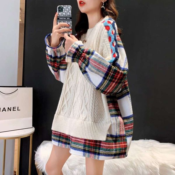 plaid shirt women's stitching fake two-piece autumn and winter korean design sense loose lazy style sweater jacket fashion, White;black
plaid shirt women's stitching fake two-piece autumn and winter korean design sense loose lazy style sweater jacket fashion, White;black