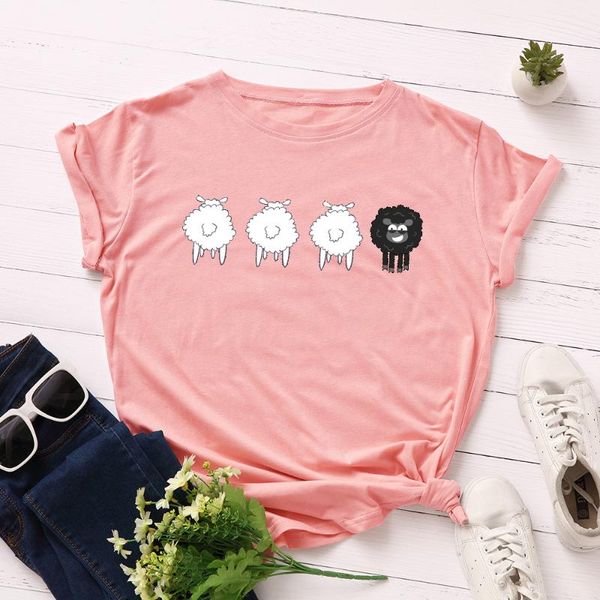 women short sleeve cotton t-shirts cute black white sheep graphic tees summer tee for female loose oversized tee clothes
women short sleeve cotton t-shirts cute black white sheep graphic tees summer tee for female loose oversized tee clothes
