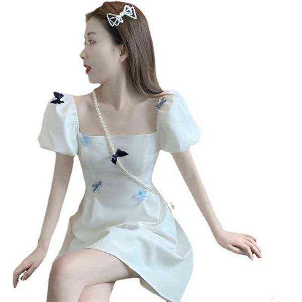 fang xia collar temperament a-line short skirt bow waist slim french care machine white bubble sleeve drs, Black
fang xia collar temperament a-line short skirt bow waist slim french care machine white bubble sleeve drs, Black