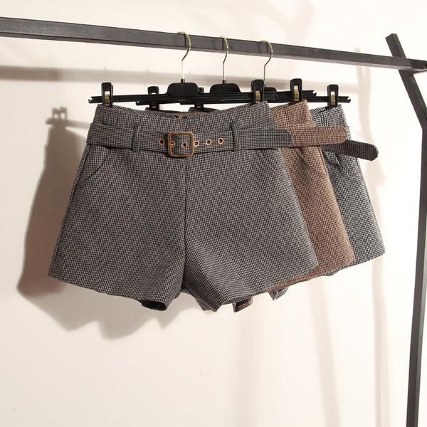 women's shorts women plaid high waist office lady sashes 2021 autumn female sweet casual winter loose zipper pockets, White;black
women's shorts women plaid high waist office lady sashes 2021 autumn female sweet casual winter loose zipper pockets, White;black