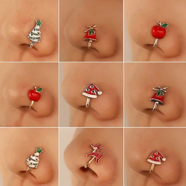 christmas series fake piercing nose ring christmas tree santa clip on nose ear clip cuff for women girl gift body jewelry, Silver
christmas series fake piercing nose ring christmas tree santa clip on nose ear clip cuff for women girl gift body jewelry, Silver