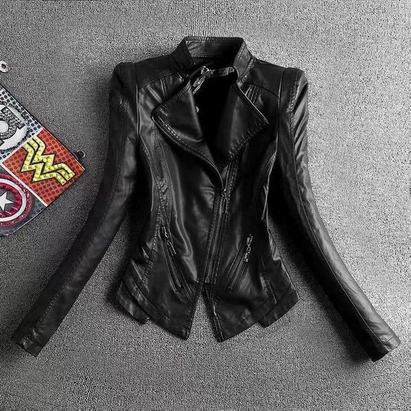 women's leather & faux slim pu women coats autumn winter 2021 black zipper elegant female outwear jackets quality
women's leather & faux slim pu women coats autumn winter 2021 black zipper elegant female outwear jackets quality
