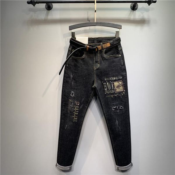 women's jeans beaded letter embroidery women pencil pants 2021 spring autumn slim high waist long denim trousers bronzing casual, Blue
women's jeans beaded letter embroidery women pencil pants 2021 spring autumn slim high waist long denim trousers bronzing casual, Blue