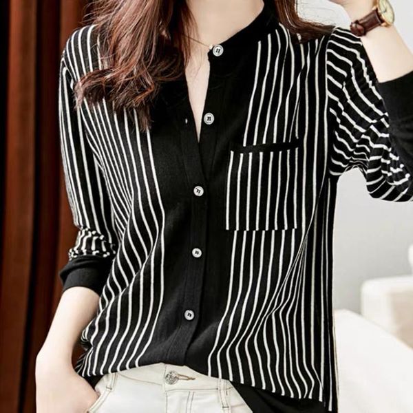women's knits & tees striped sweater knitted cardigan korean style autumn casual o-neck loose long sleeve thin button women sweaters p, White
women's knits & tees striped sweater knitted cardigan korean style autumn casual o-neck loose long sleeve thin button women sweaters p, White